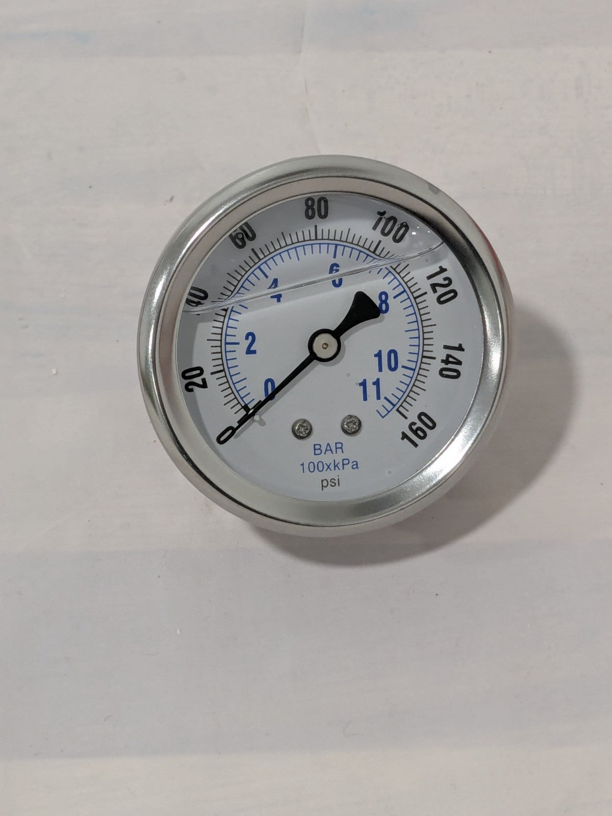 Pressure Gauge: 2-1/2" Dial Dia, 0 Min psi, 160 Max psi, 1/4", NPT 202L-254F