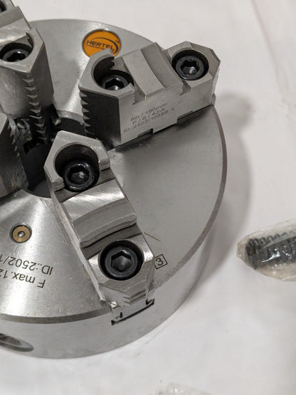 Hertel Manual Lathe Chuck: 6", 4 Jaw, Self-Centering 97019012