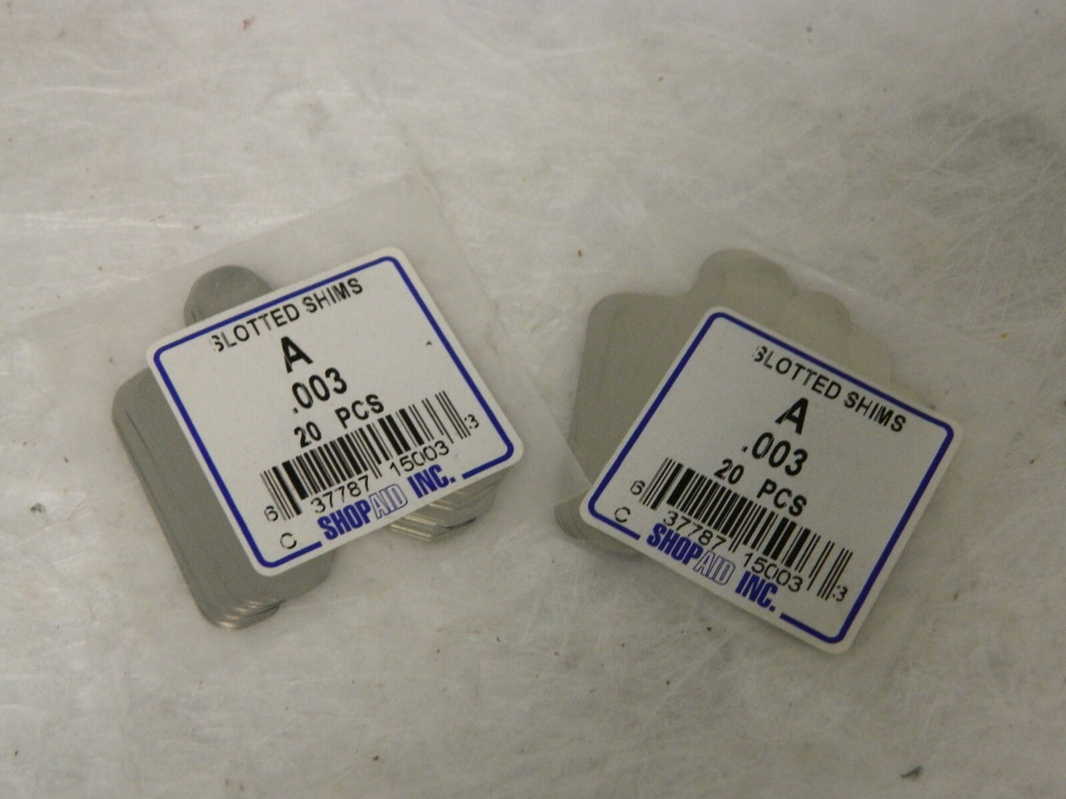 ShopAid Slotted Shim Stock 2" Long x 2" Wide x 0.003" Thick Qty 4