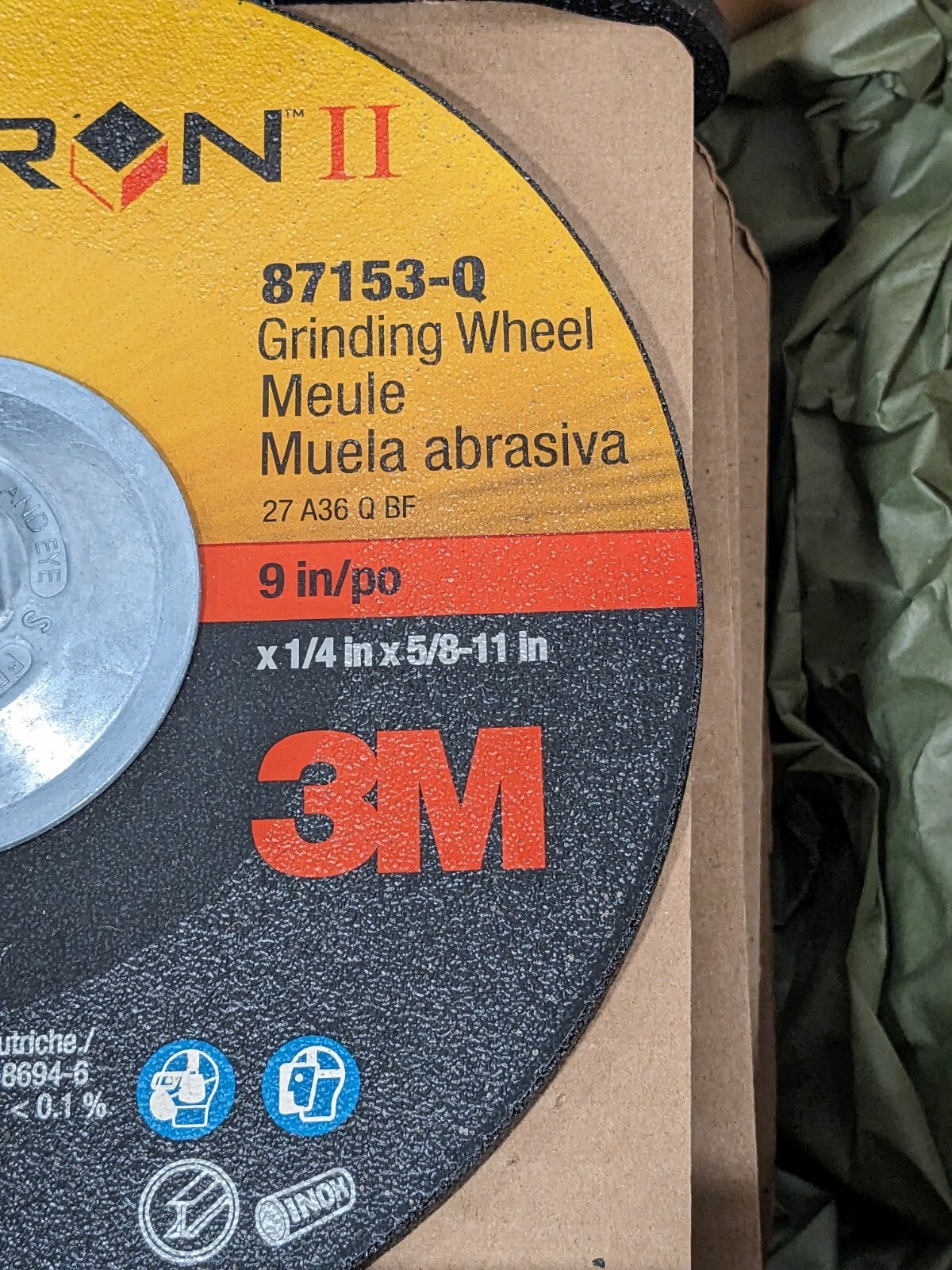 3M Depressed-Center Wheel: Type 27, 9" Dia, 1/4" Thick Qty 8 7100103313
