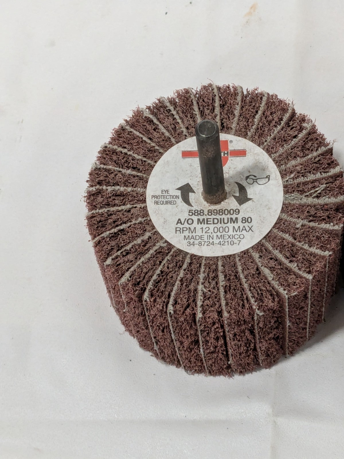 Wurth Mounted Flap Wheel: 3" Dia, 2" Face Width, 80 Grit 2 Pack 898009