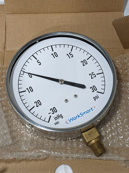 Pressure Gauge 4-1/2" Dial, 30 psi, 1/4" Thread, NPT, Lower Mount Qty