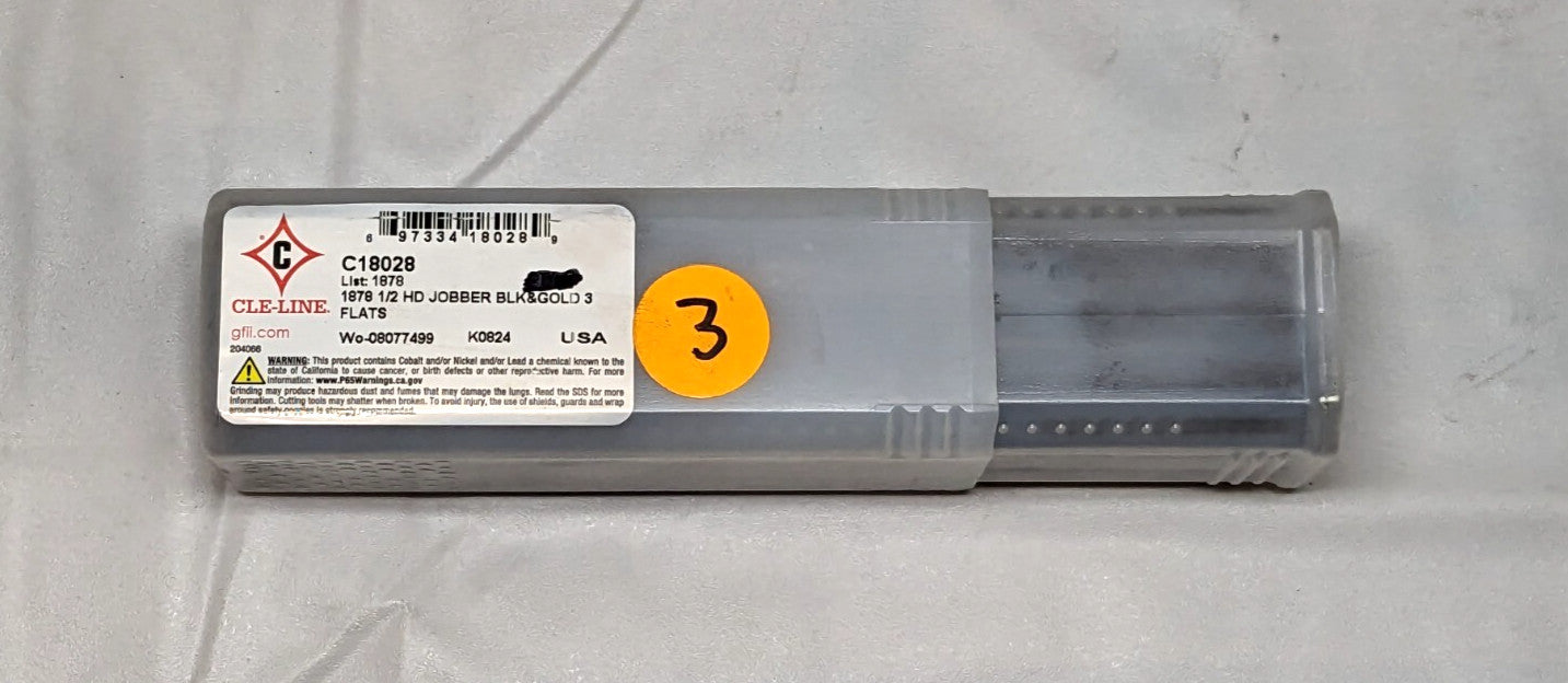 CLE-LINE  Jobber Length Drill Bit 1/2" (0.5000") 135 deg HSS  *3 PACK*