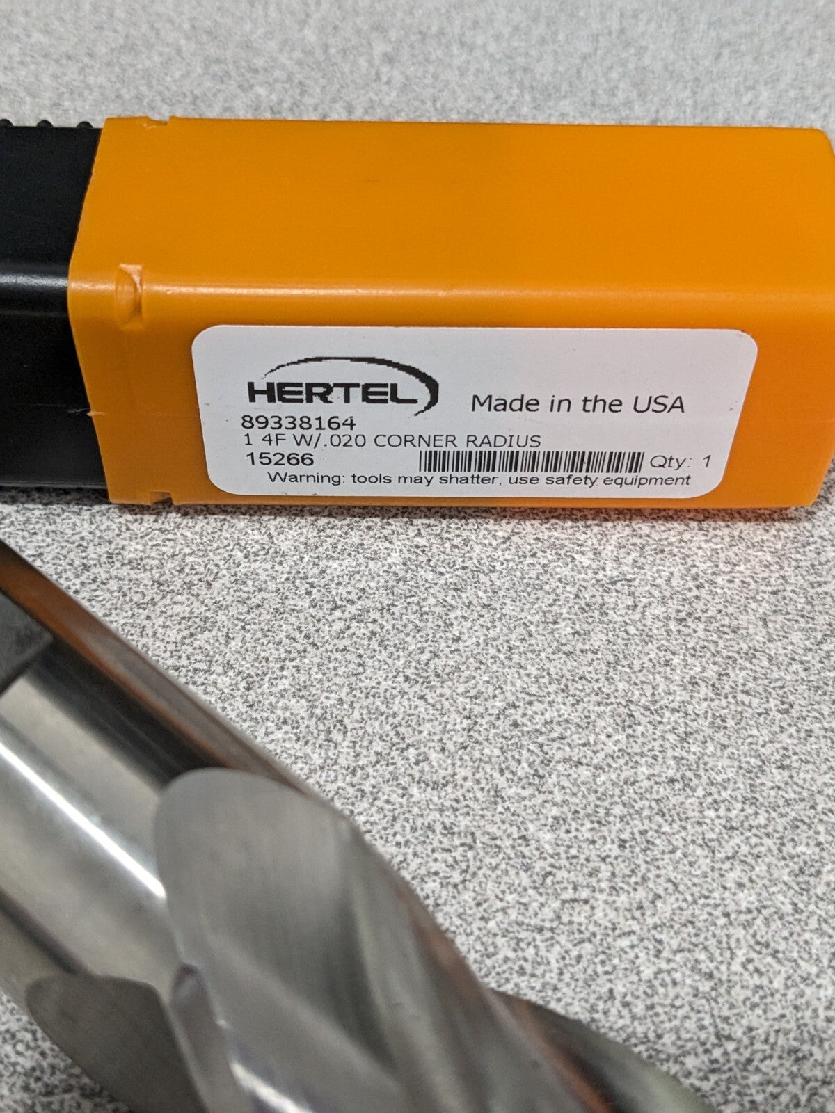 HERTEL Corner Radius End Mill: 1 Dia, 2 LOC, 4FL, 0.0200 Radius 89338164