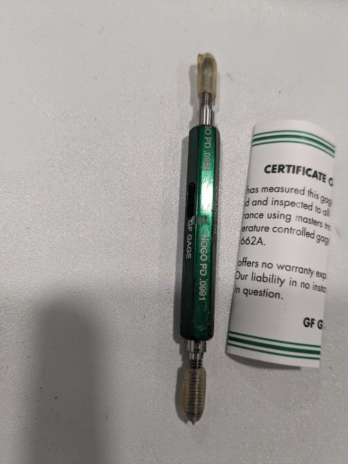 GF GAGE Plug Thread Gage #4-40 Thread, 2B Class Double End Go&NoGo W0112402BS