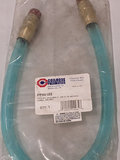 COILHOSE PNEUMATICS Lead-In Whip Hose: 3/8" ID, 1-1/2' PP0618S