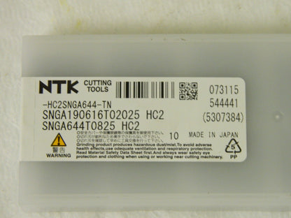NTK SNGA190616T02025 SNGA644T0825 HC2 Carbide Insert Qty 10 5307384