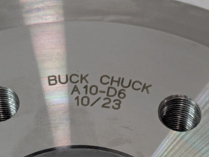 Buck Chuck Adapter Plate for 10" Dia Self Centering Lathe Chuck D1-6 A10-D6