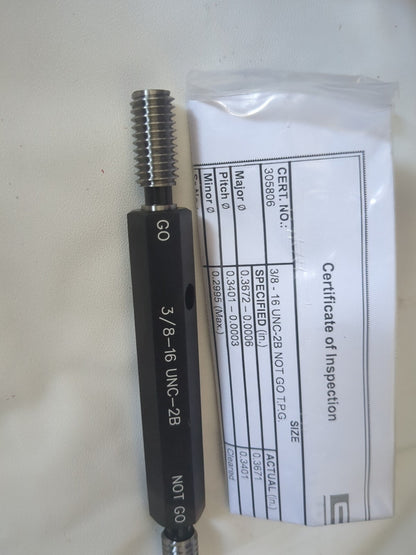 SPI Plug Thread Gage: 3/8-16 Thread, 2B Class, Double End 34-387-1