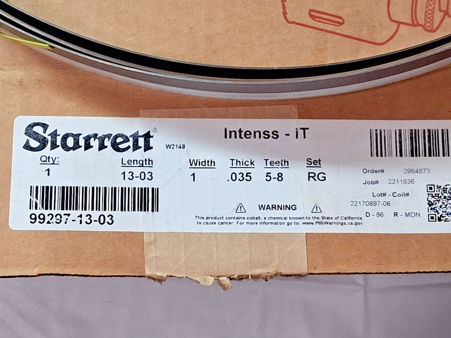 Starret Welded Bandsaw Blade 13FT 3 Long x 1" Wide x 5 to 8 TPI 22170897-06
