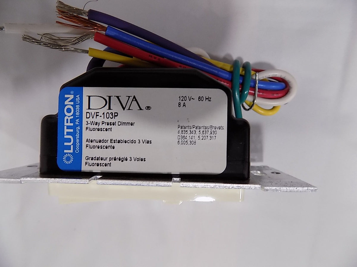 Lutron DVF-103P-AL Diva 8 Amp Fluorescent 3-Wire Hi-Lume LED 3-Way Dimmer Almond