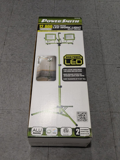 PowerSmith 12,000 Lumen Dual-Head LED Work Light w/ Tripod PWL2120TS