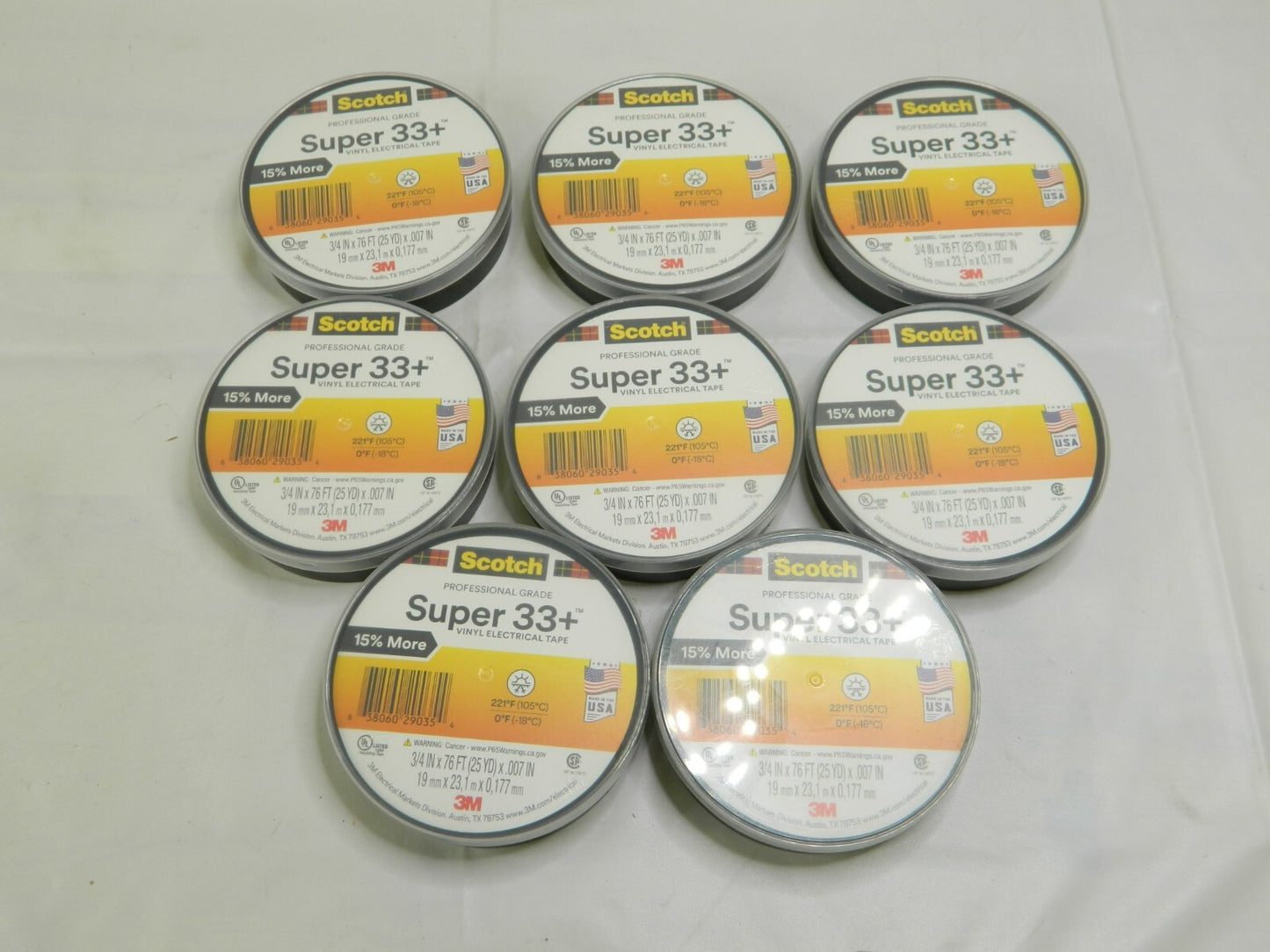 3M 3/4" x 76' x 7 mil Black Vinyl Electrical Tape Qty 8 BD-21485-10