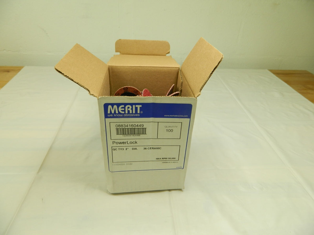 Norton 2 Merit CA TR (Type III) Quick-Change Discs 36 Grit Qty 100 08834160449