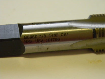 Morse Cutting Tools Hand Tap 7/8"-14NF GH4 4FL HSS Bright 32478