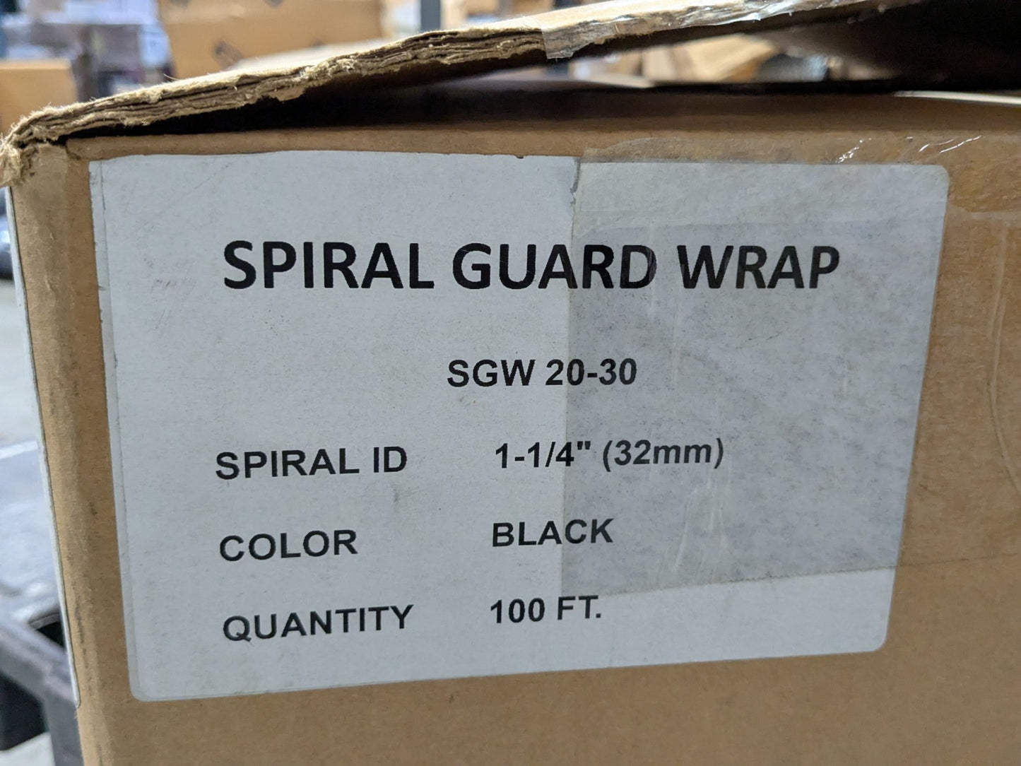 Atlantex Black Spiral Guard Wrap for Hoses 100 Ft. x 1-1/4 In. SGW20-30