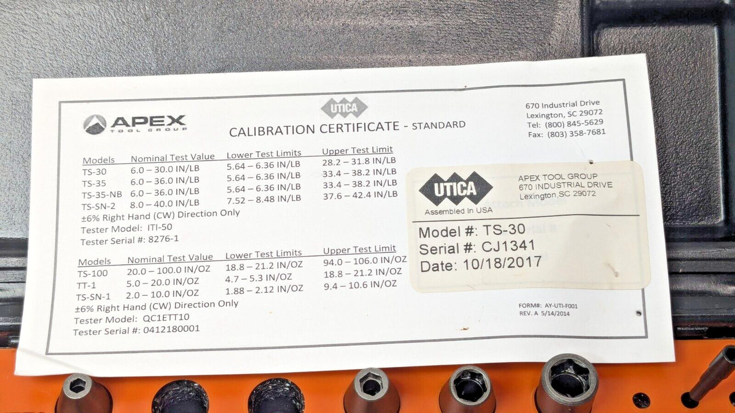 Utica 22 Piece Torque Limiting Screwdriver Kit 6 to 30 in/lb Torque KT-30