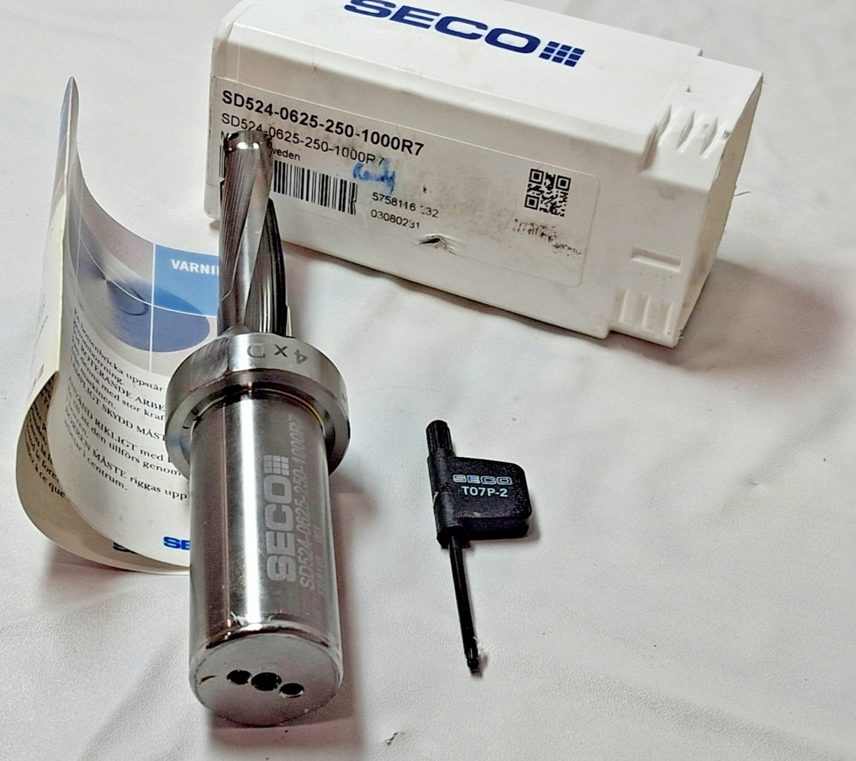 Seco Indexable Insert Drill SD524-0625-250-1000R7 5/8" Dia 2-1/2" Dep