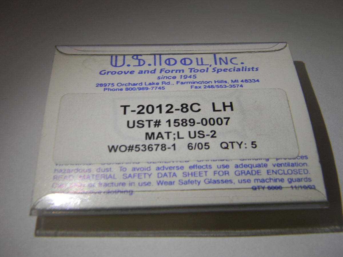U.S. Tool T-2012-8C LH Carbide Grooving Inserts
