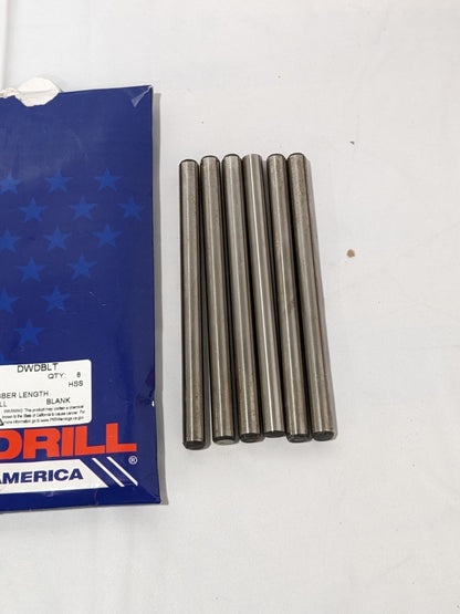 Qualtech "T" HSS Jobber Length Drill Bit Blank, Qty 6 DWDBLT