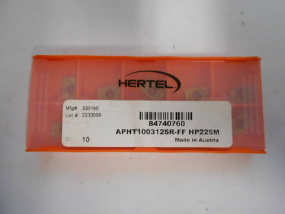 Hertel APHT100312 FF Grade HP225M Carbide Milling Insert  Qty. 10  84740760