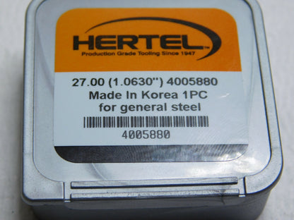 Hertel Carbide Replaceable Drill Tip for General Steel TiCN 27mm Qty 2 4005880