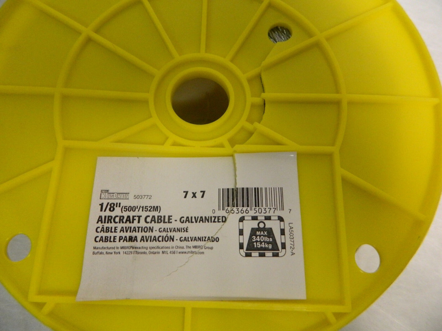 Mibro 1/8" Diam 500 Foot Aircraft Cable 340 lb Breaking Strength 503772