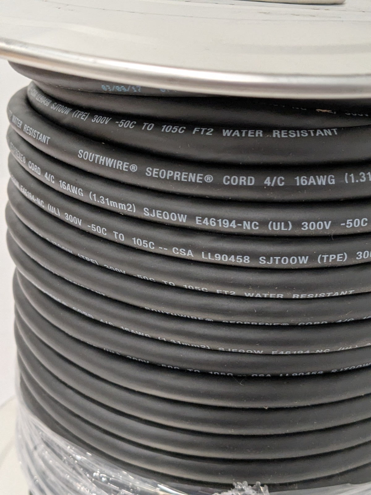 Southwire 16/4 Gauge/Conductors, Black Indoor & Outdoor Replacement Cord 125'