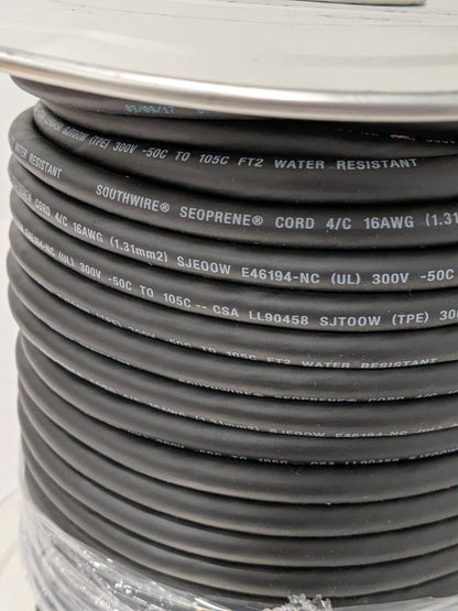 Southwire 16/4 Gauge/Conductors, Black Indoor & Outdoor Replacement Cord 125'