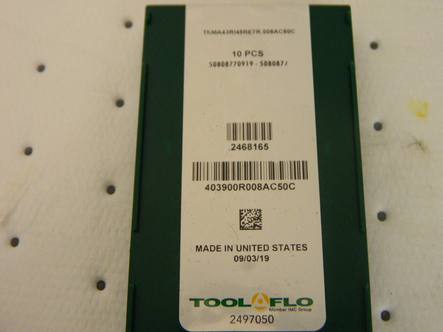 ToolFlo TNMA43ASBRI45RE7AC50C CARB THREADING INSERT qty 10