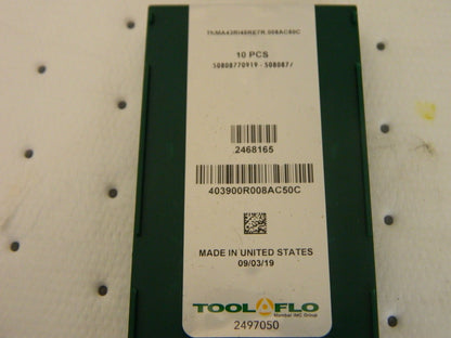 ToolFlo TNMA43ASBRI45RE7AC50C CARB THREADING INSERT qty 10
