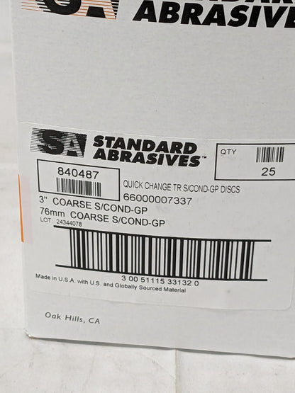 Standard Abrasives 3" Coarse TR/Roloc Quick Change Disc 25pk 840487