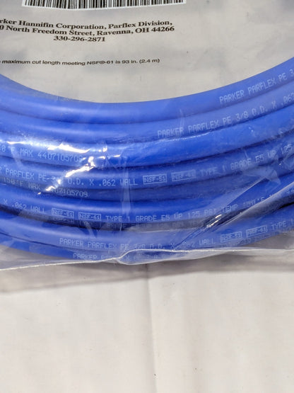 Parker Polyethylene Tubing 3/8" x .062 Wall x 100ft Blue PE Tube E-64-B-010