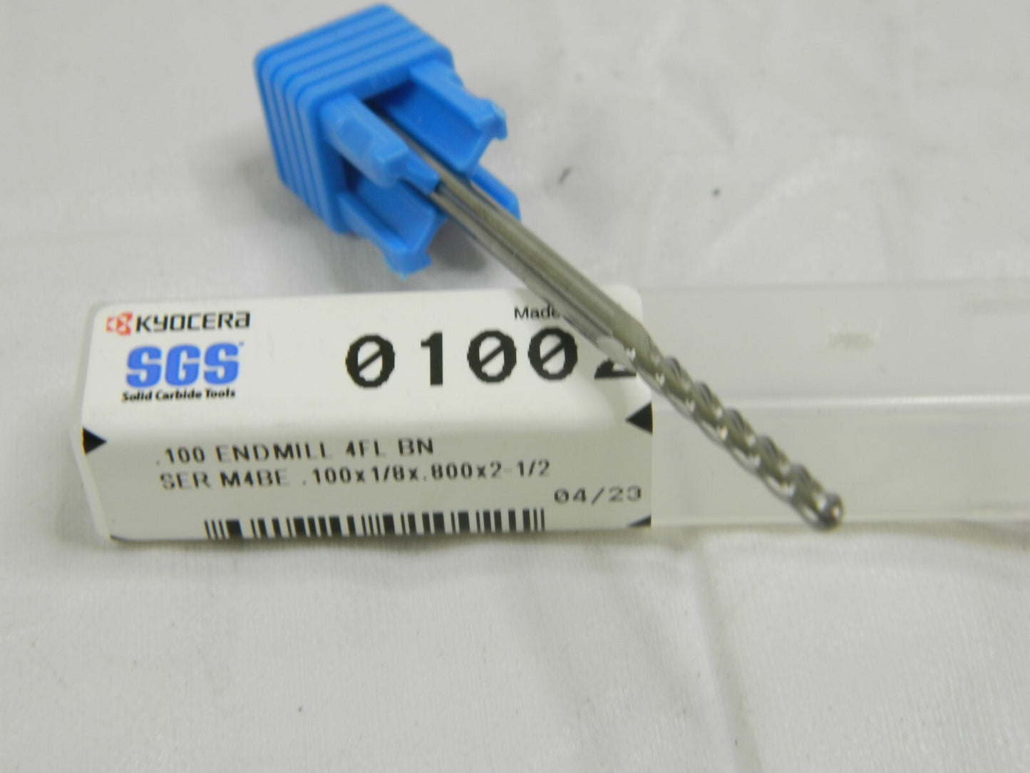 SGS Ball End Mill: 0.1" Dia, 0.8" LOC, 4 Flute, Solid Carbide Qty 3 01002