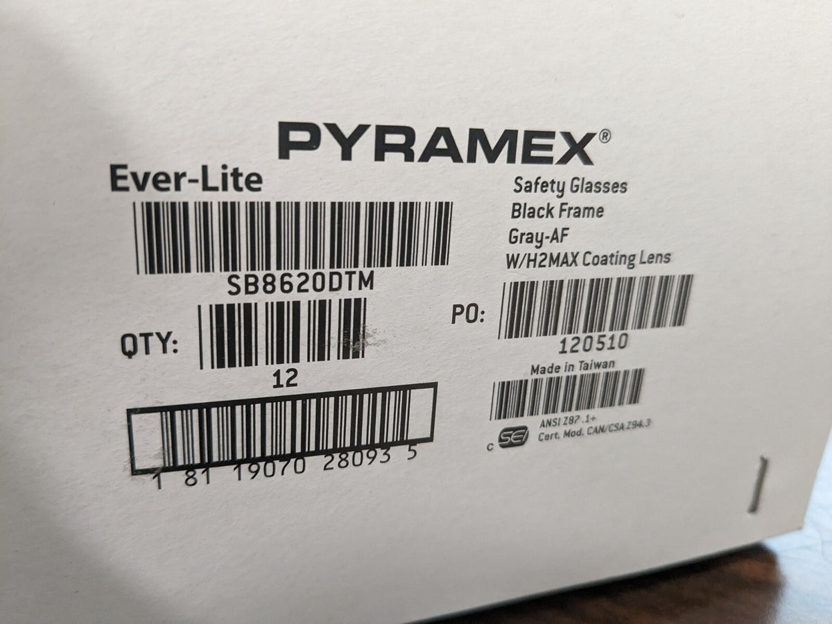 Pyramex 12pk Ever-Lite Gray Blk Frame S/Glasses SB8620DTM