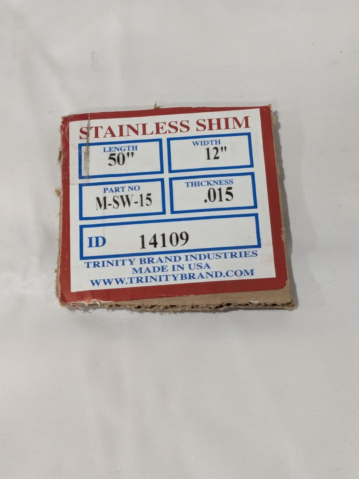 Trinity Metal Shim Stock: Roll, 0.0150" Thick, 50" Long, 12" Wide M-SW-15