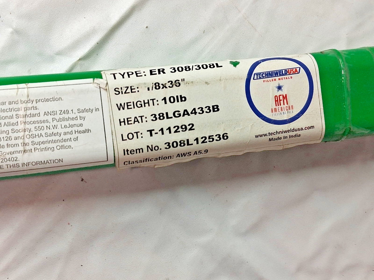Techniweld USA TIG Stainless Steel Welding Rods 10Lb 36" OAL 1/8" Dia