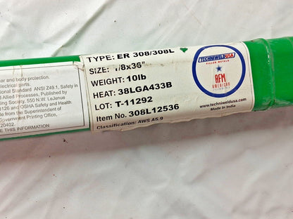 Techniweld USA TIG Stainless Steel Welding Rods 10Lb 36" OAL 1/8" Dia