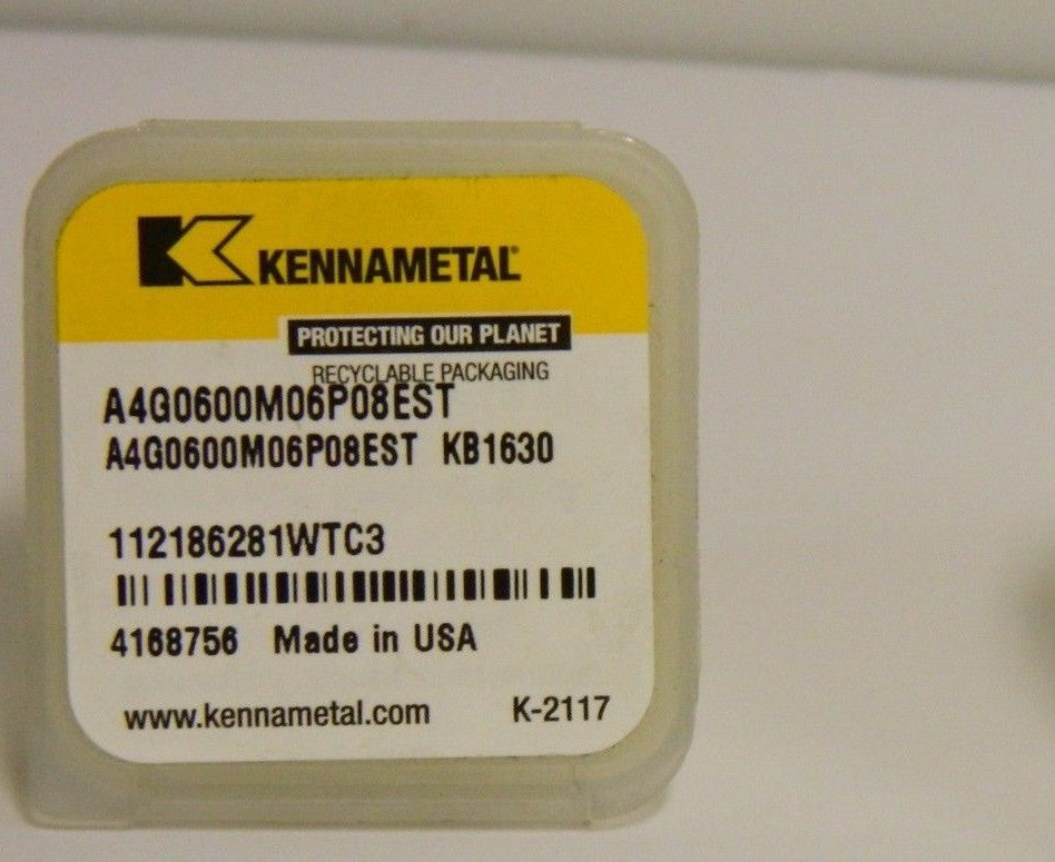 Kennametal Carbide Grooving Inserts A4G0600M06P08EST KB1630 Grade 4168756