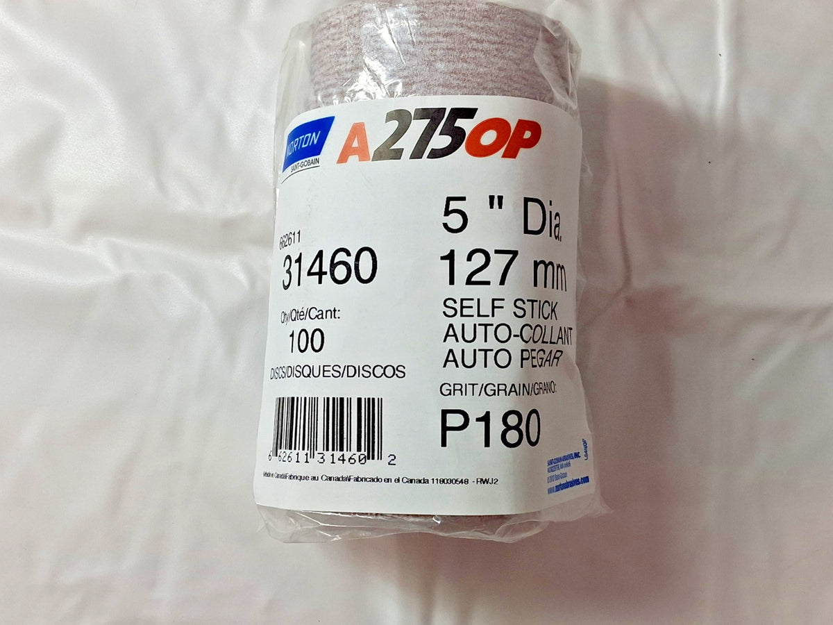 Norton Aluminum Oxide 5" Dia PSA Disc QTY100 Roll 180 Grit 66261131460