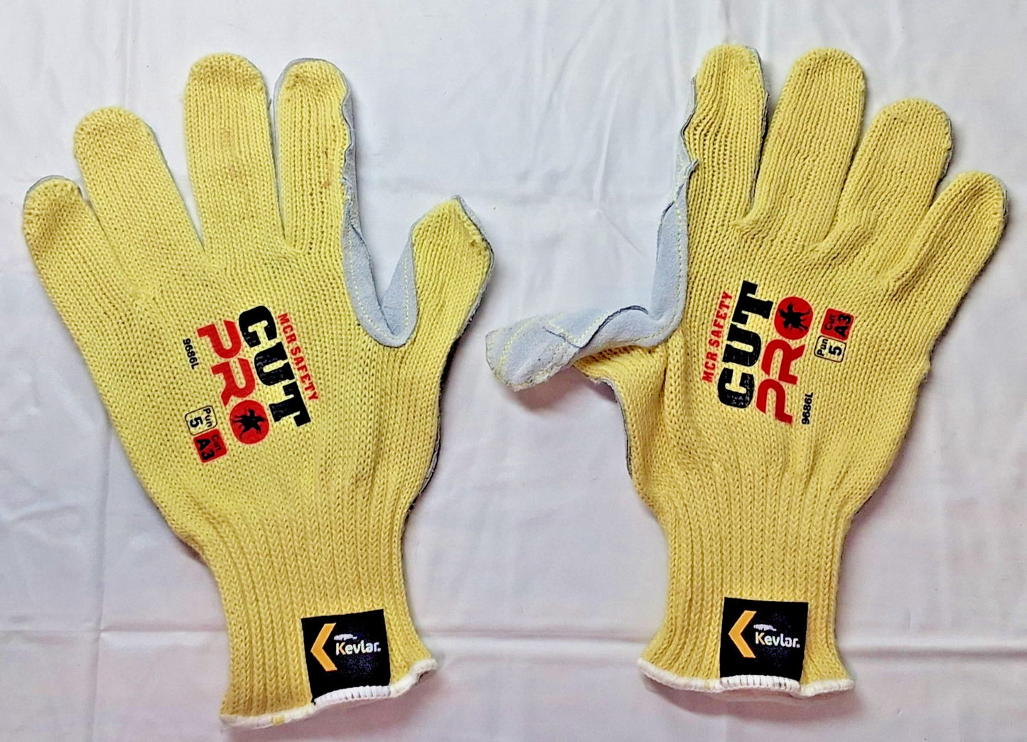 QTY 12 MCR SAFETY Leather Coated Gloves Cut/Puncture Resistant Large 9686L