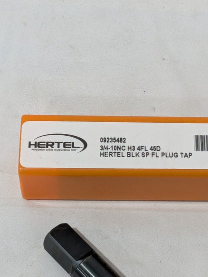 Hertel Spiral Flute Tap: 3/4-10, UNC, 4 Flute, Plug Chamfer, HSS, Oxide 09235482