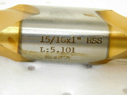 Square End Mill Double End HSS TiN 15/16" Diam x 1" Shank x 6" OAL 2FL 10862300