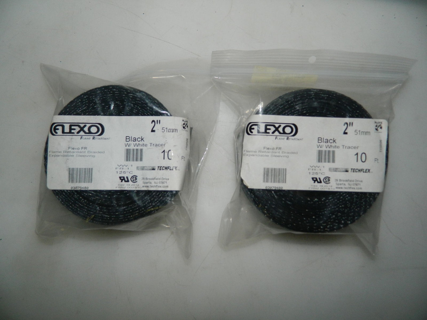 Techflex Expandable Braided Sleeving 2" Black 10 ft per Roll  QTY 2 FRN2.00TB10