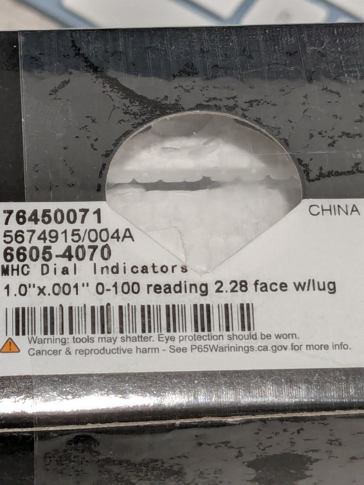 MHC Dial Drop Indicator: 1.0000" Max Measurement, 0-100 Dial Reading 6605-4070