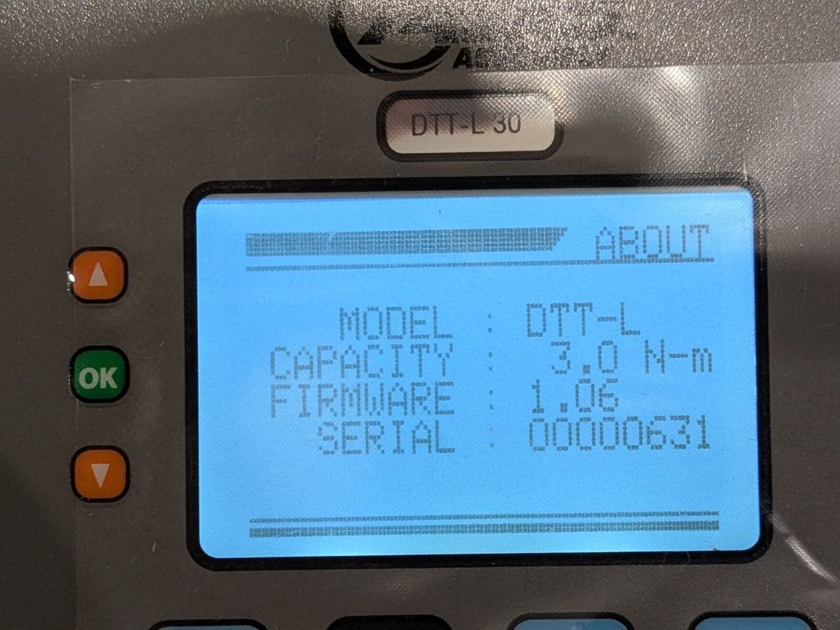 ASG Digital Torque Tester 30 Lbf-In (3.4 N.m) Max Cap w/Cert DTT-L-30 66652