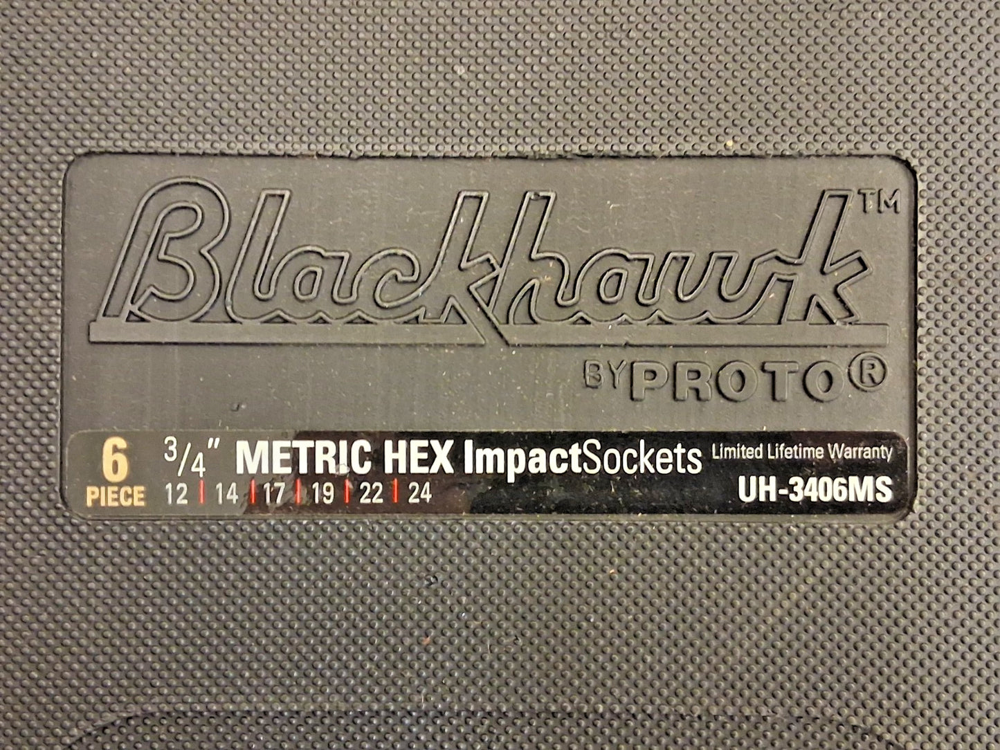 Proto Black Hawk Metric Impact Hex Bit Socket Set 6pc 3/4" Drive UH-3406MS-OLD