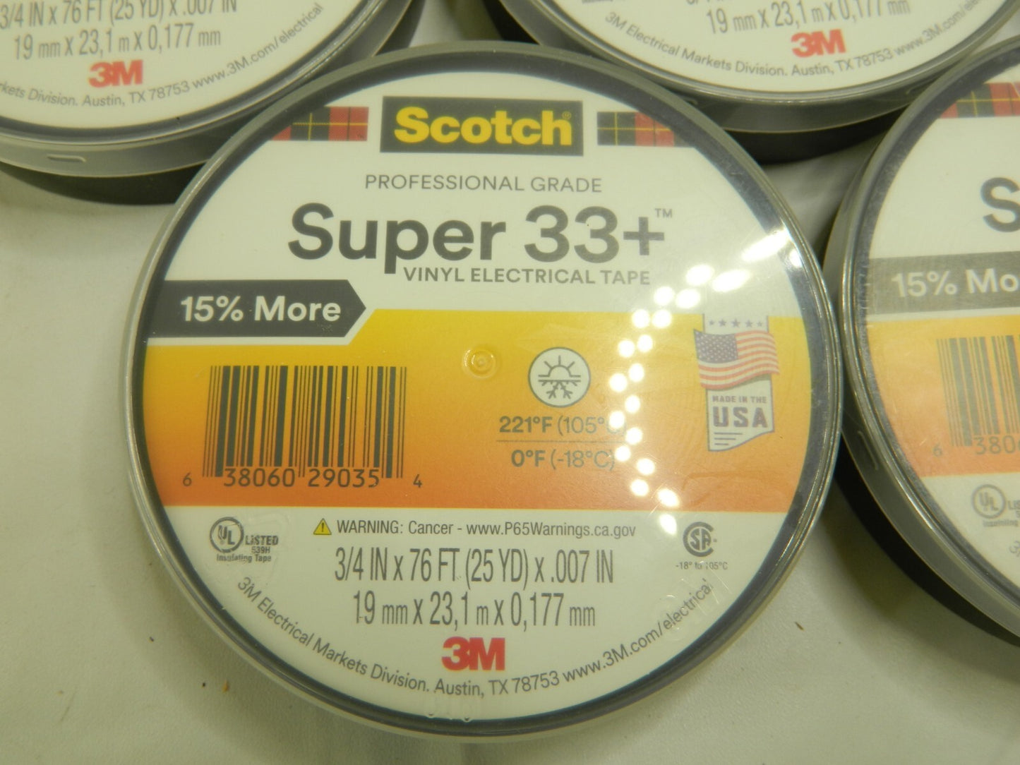 3M 3/4" x 76' x 7 mil Black Vinyl Electrical Tape Qty 8 BD-21485-10