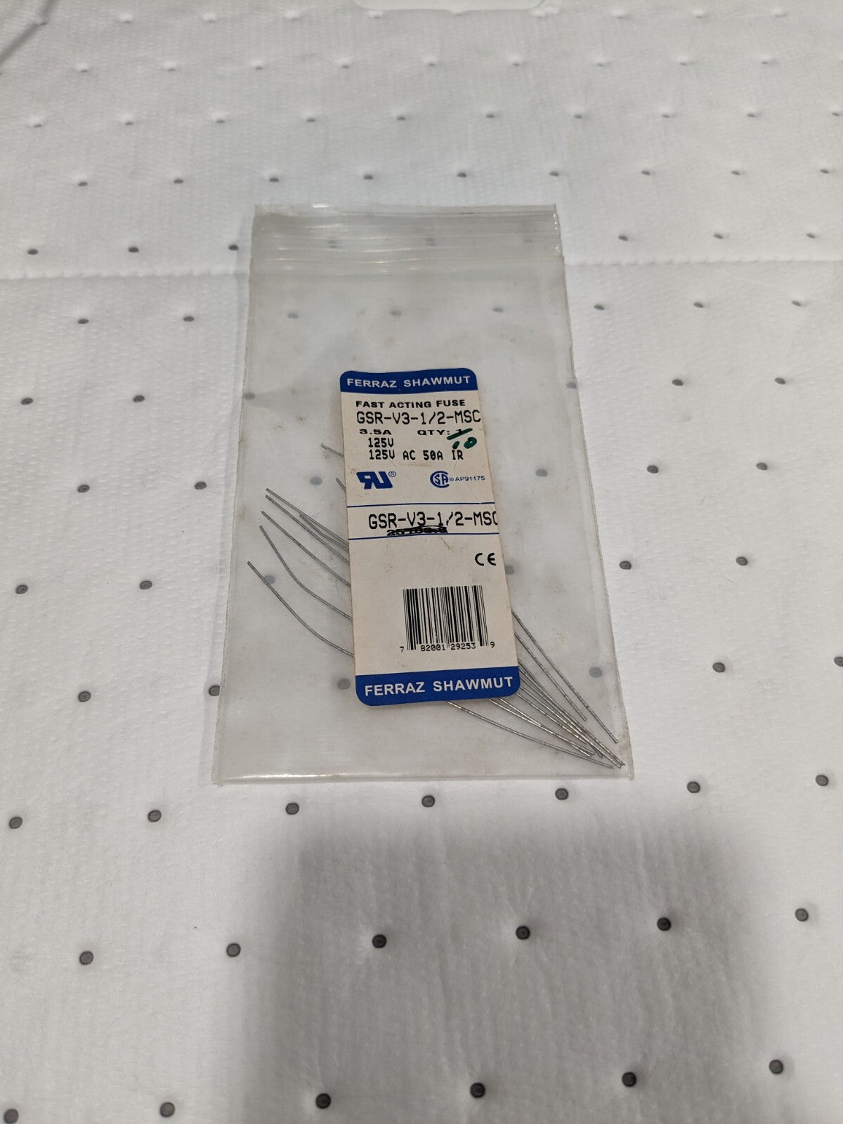 Ferraz Shawmut Fast Acting GP Fuse 125V 3.5A Qty 10 GSR-V3-1/2