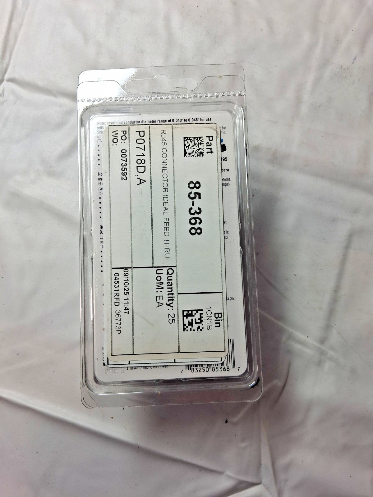 Ideal Connectors TypeRJ45 Data Rating Cat5Cat5eCat6a Number of Positions8 85-368